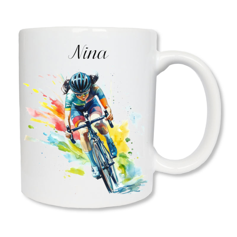Mug personnalisé cycliste avec prénom - cadeau original pour passionné de vélo
