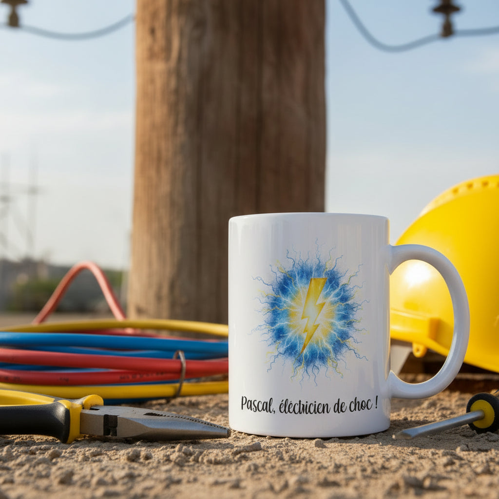 Mug électricien personnalisé - idée cadeau professionnel électricité
