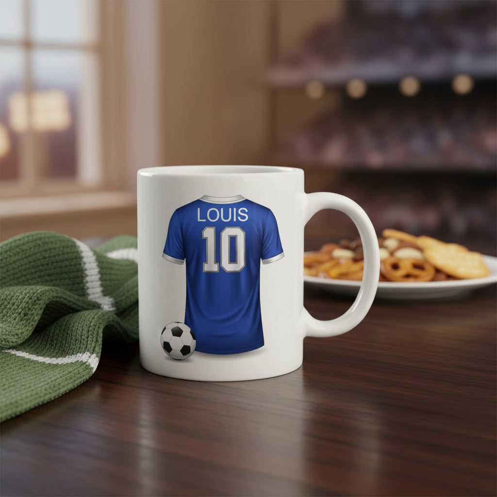 Mug personnalisé pour footballeur avec motif de maillot
