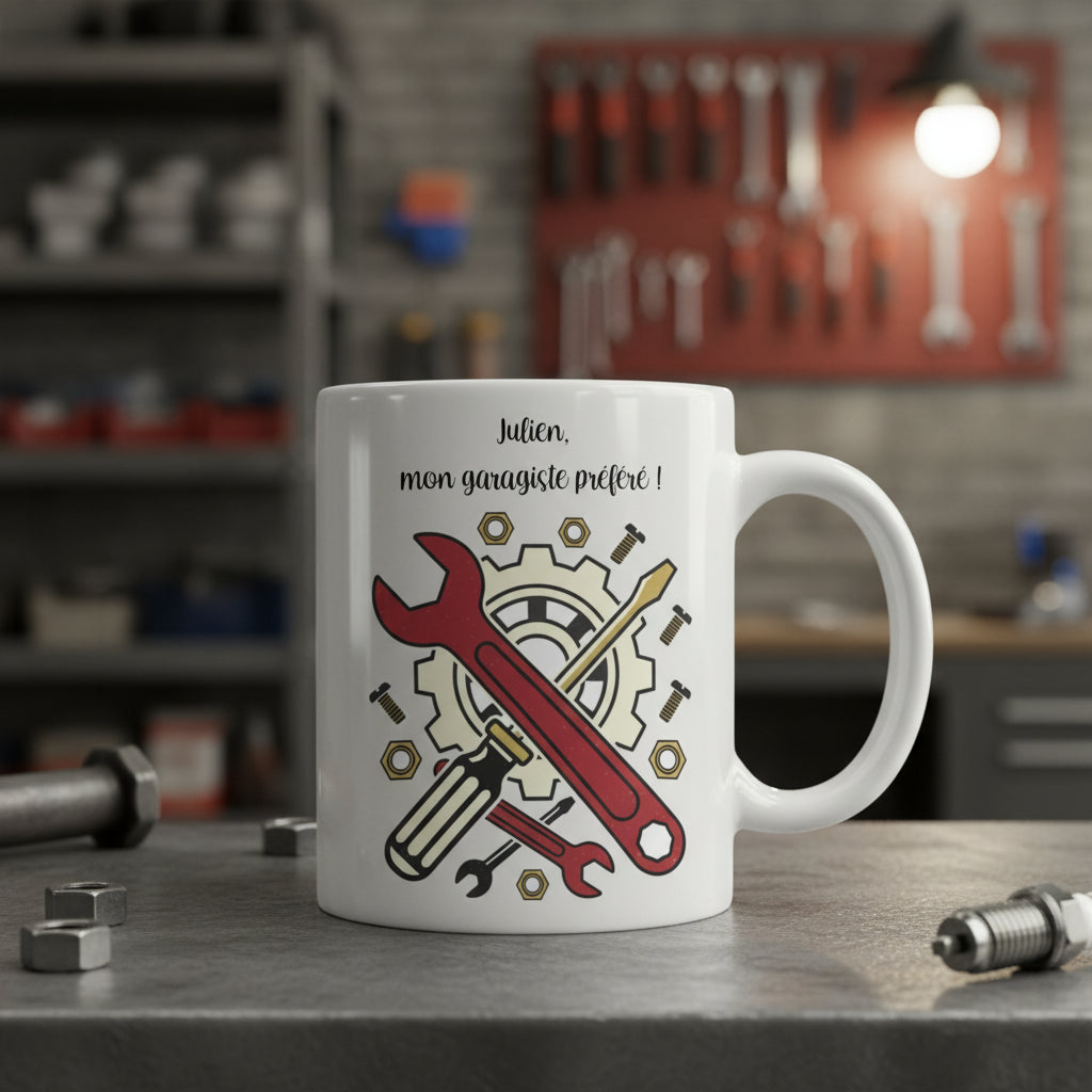 Mug mécanicien personnalisé - idée cadeau garagiste passionné voiture