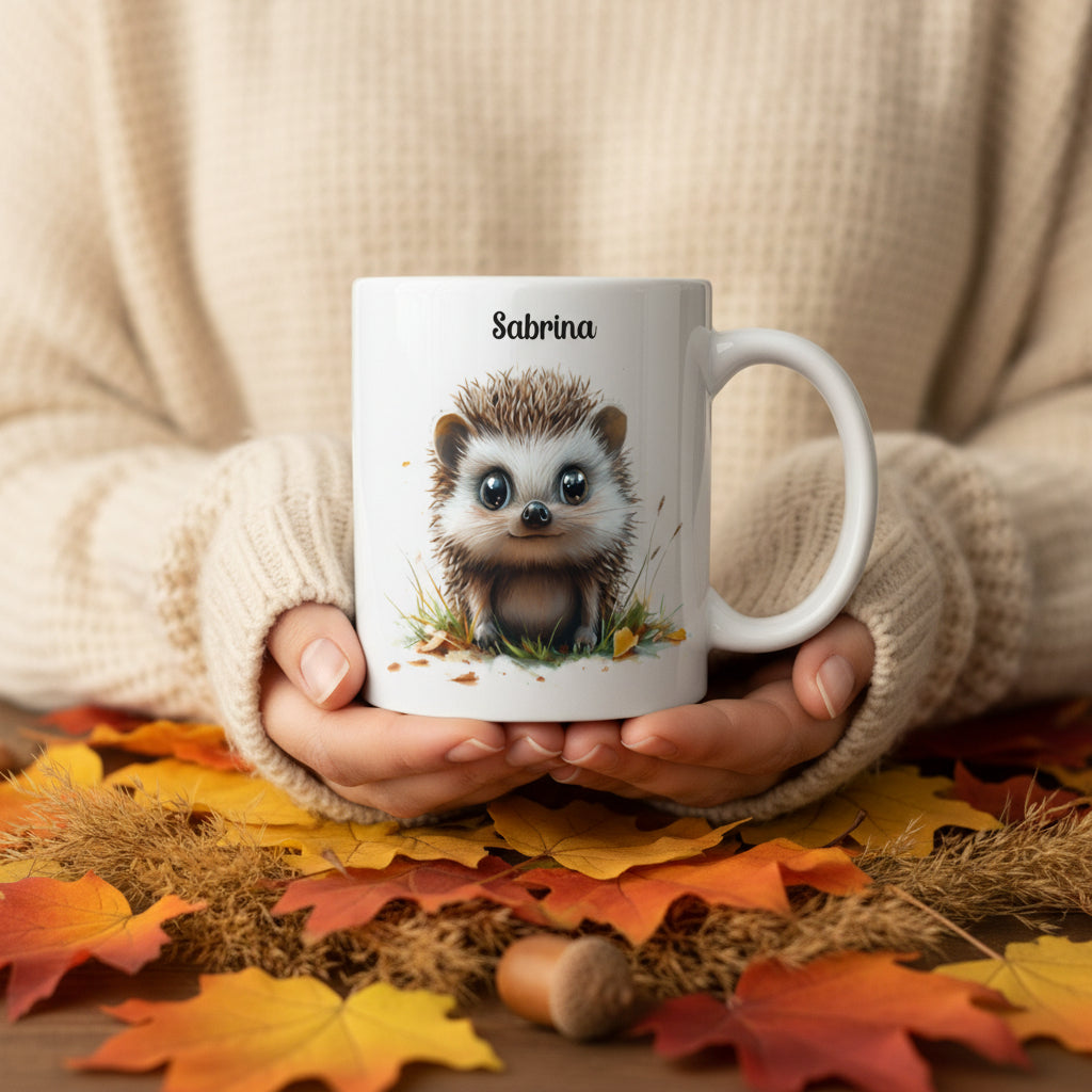 mug personnalisé céramique avec hérisson et prénom - Cadeau anniversaire