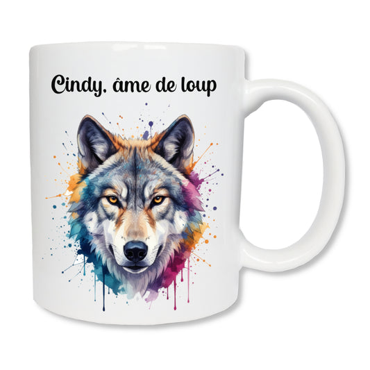 mug personnalisé avec tête de loup - Cadeau anniversaire