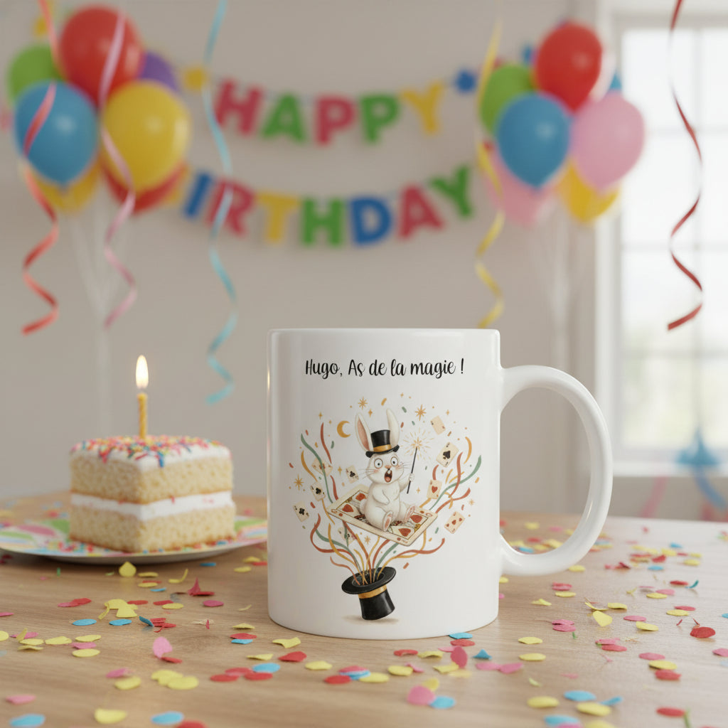 Mug personnalisé magicien enfant – cadeau anniversaire thème magie