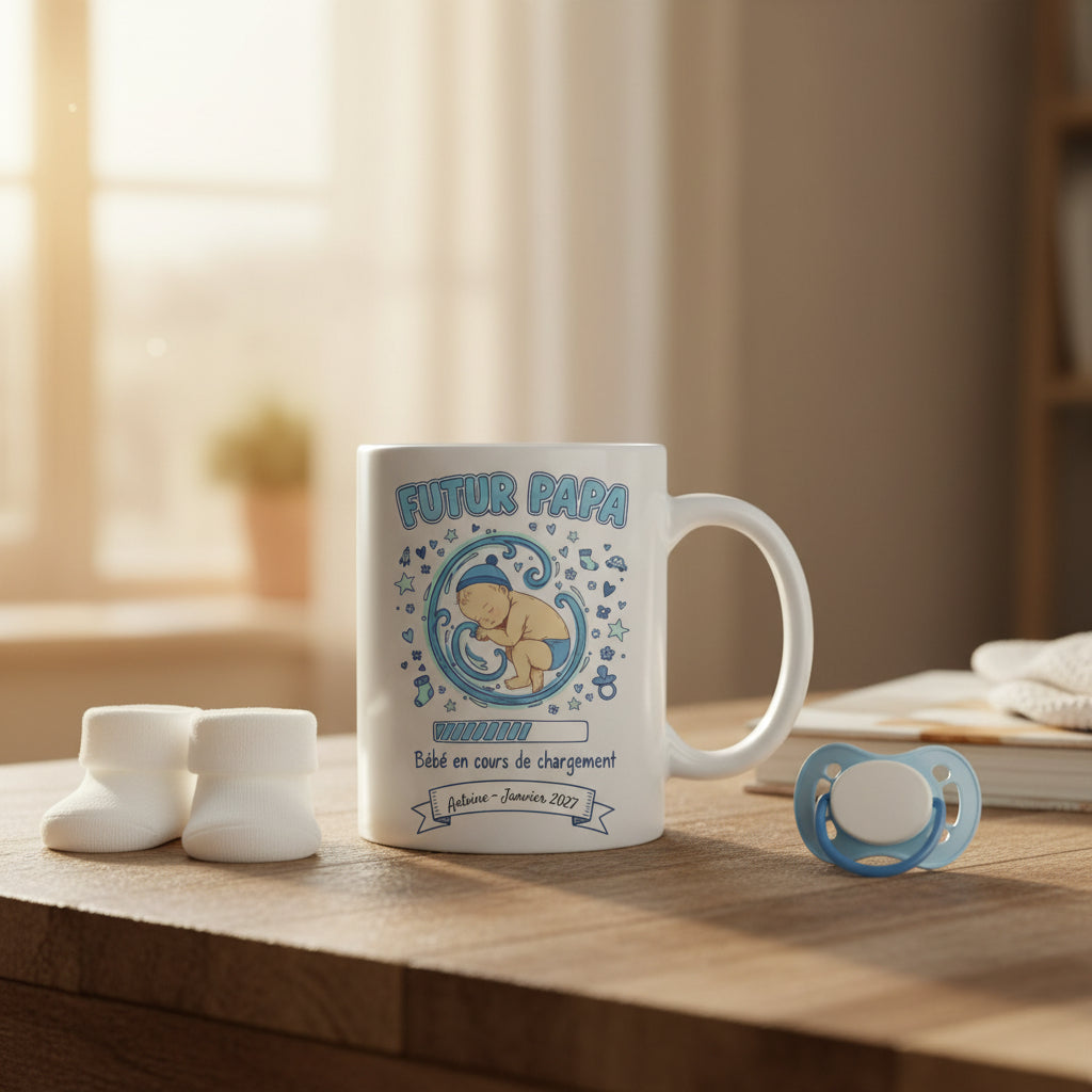 Mug personnalisé futur papa avec prénom - idée cadeau annonce bébé
