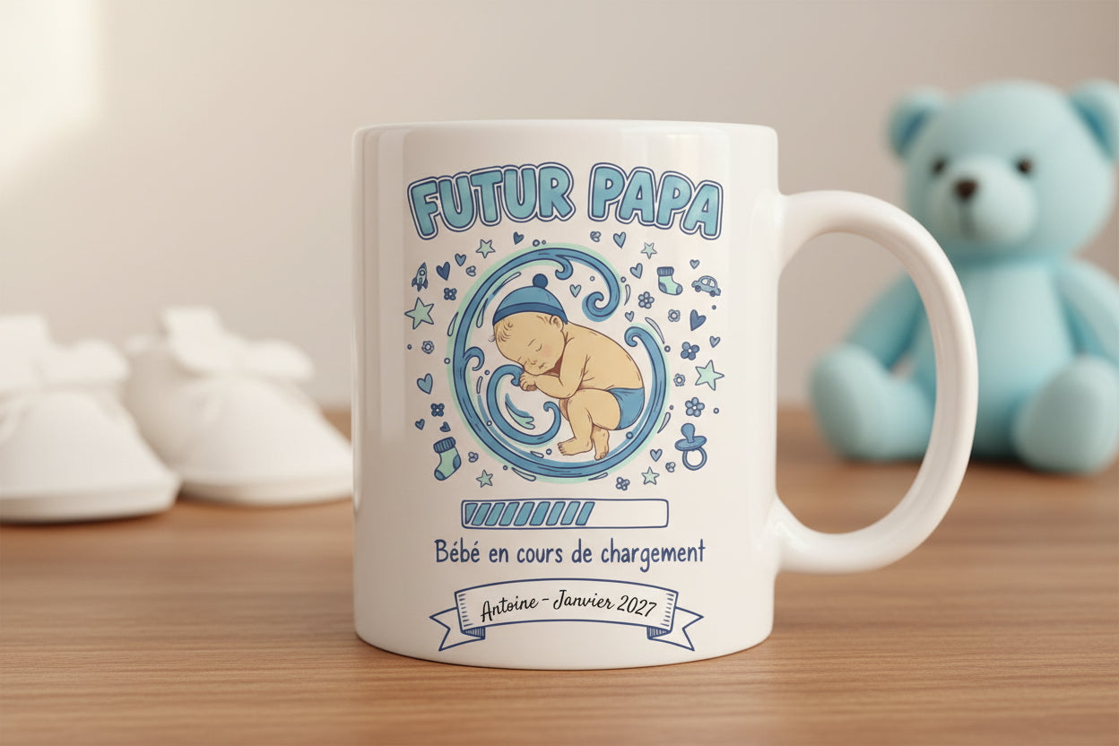 Mug futur papa bébé en cours de chargement - cadeau annonce grossesse