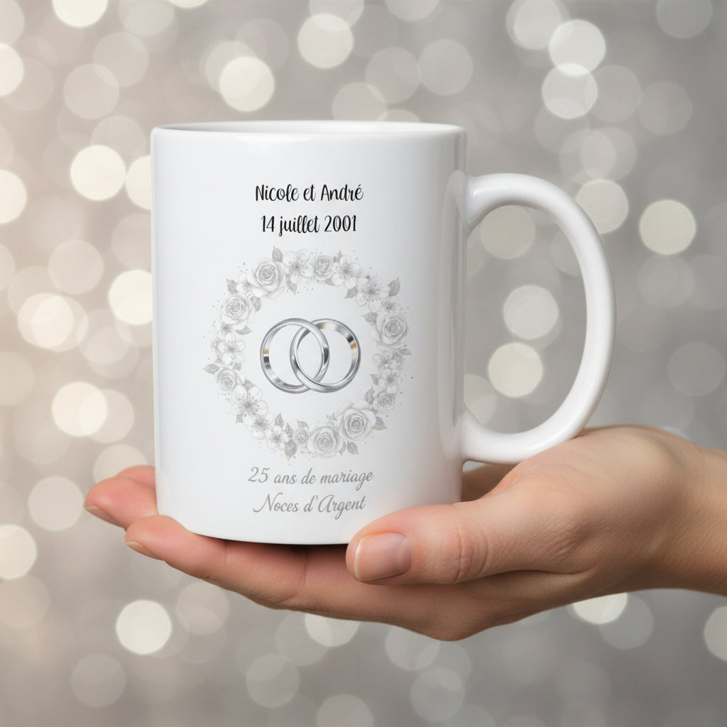mug noces d'argent 25 ans de mariage - Cadeau couple