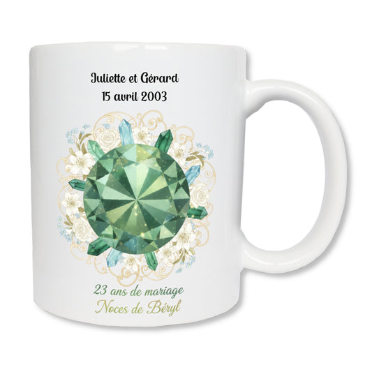 Mug personnalisé 23 ans de mariage noces de béryl avec prénoms - cadeau couple
