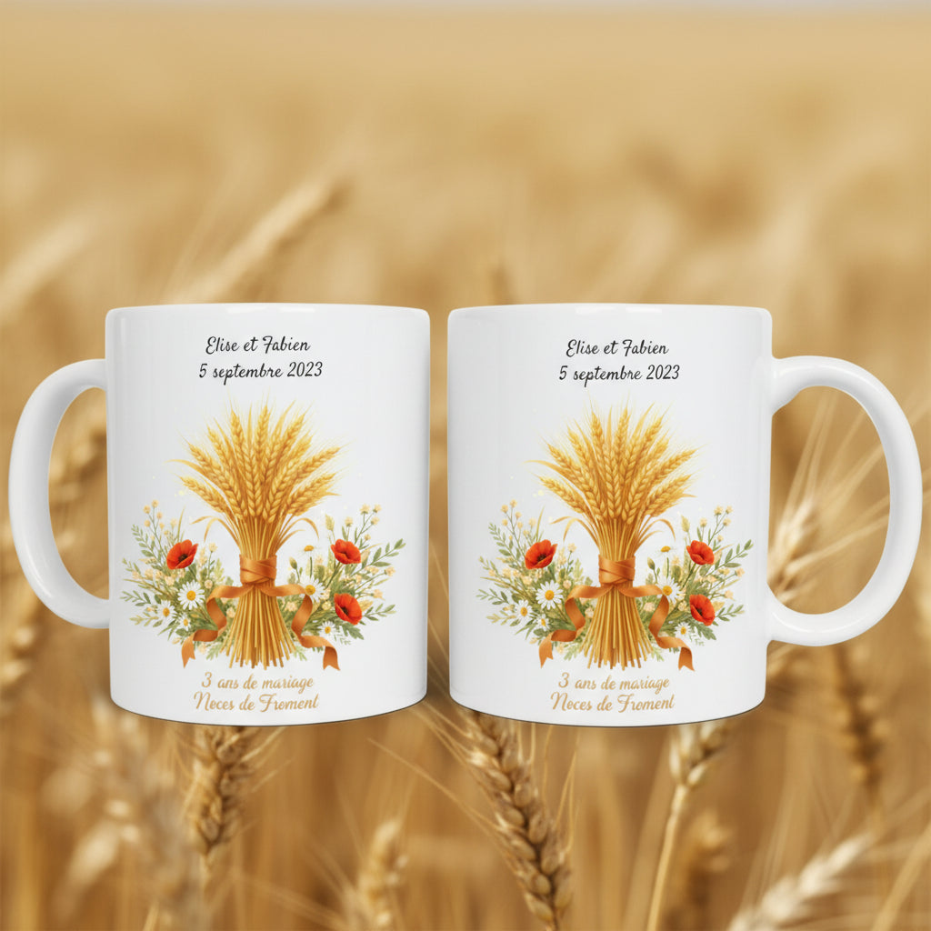 Mug noces de froment personnalisé
