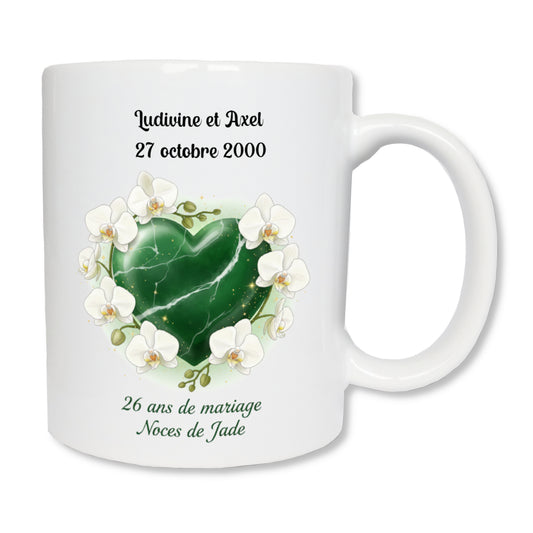 Mug personnalisé 26 ans de mariage noces de jade avec prénoms - cadeau couple
