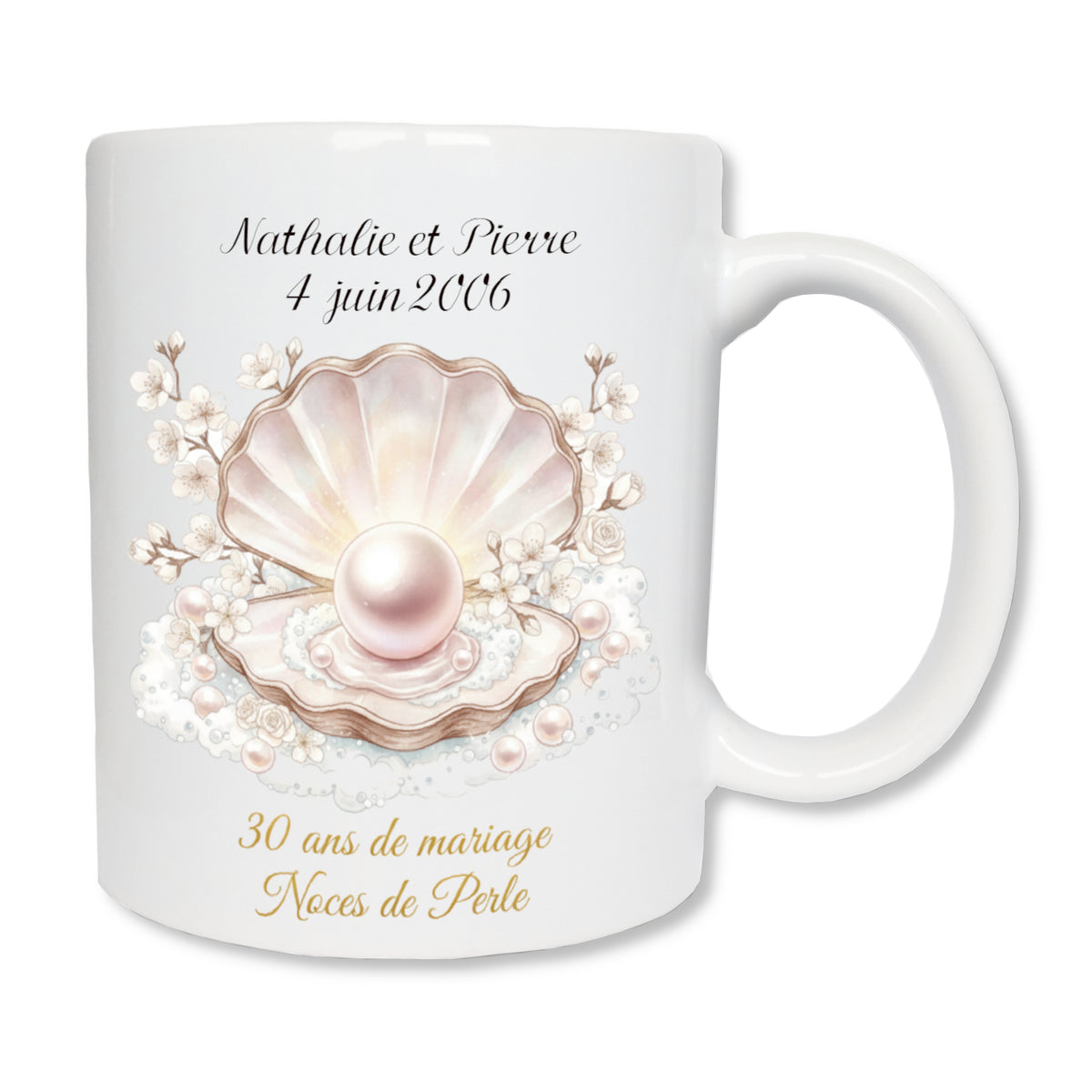 Mug personnalisé 30 ans de mariage noces de perle avec prénoms - cadeau couple

