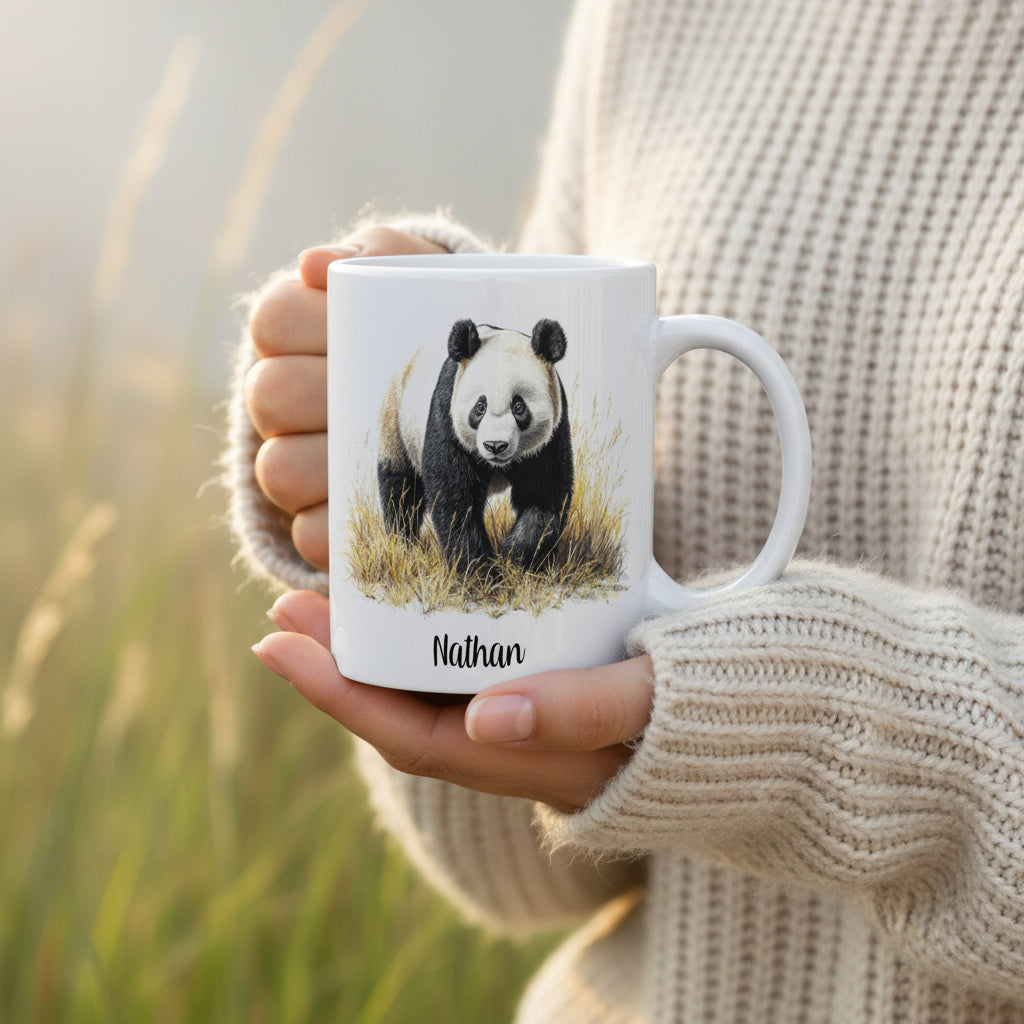mug personnalisé en céramique 325ml avec panda géant et prénom - Idée cadeau anniversaire