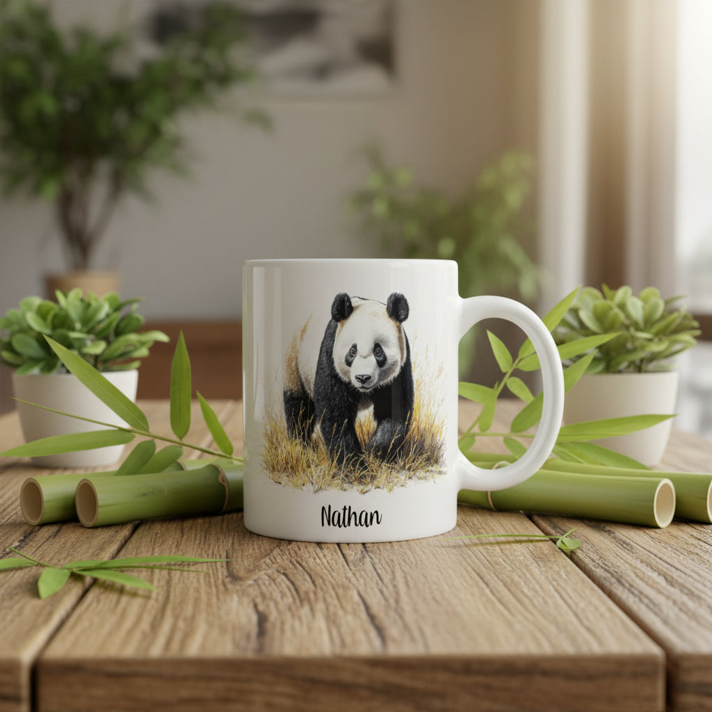 Tasse personnalisée avec panda géant et texte - Cadeau de Noël