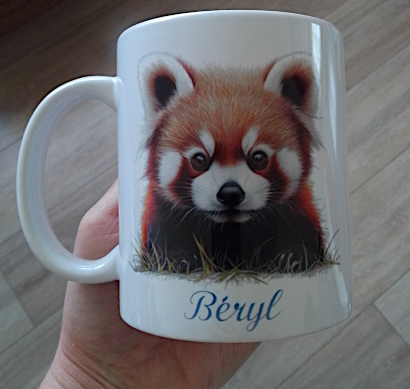Mug céramique panda roux personnalisé - idée cadeau original
