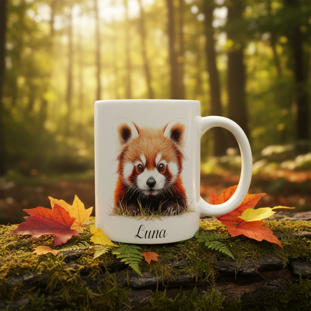 Mug personnalisé panda roux avec prénom - cadeau humour panda