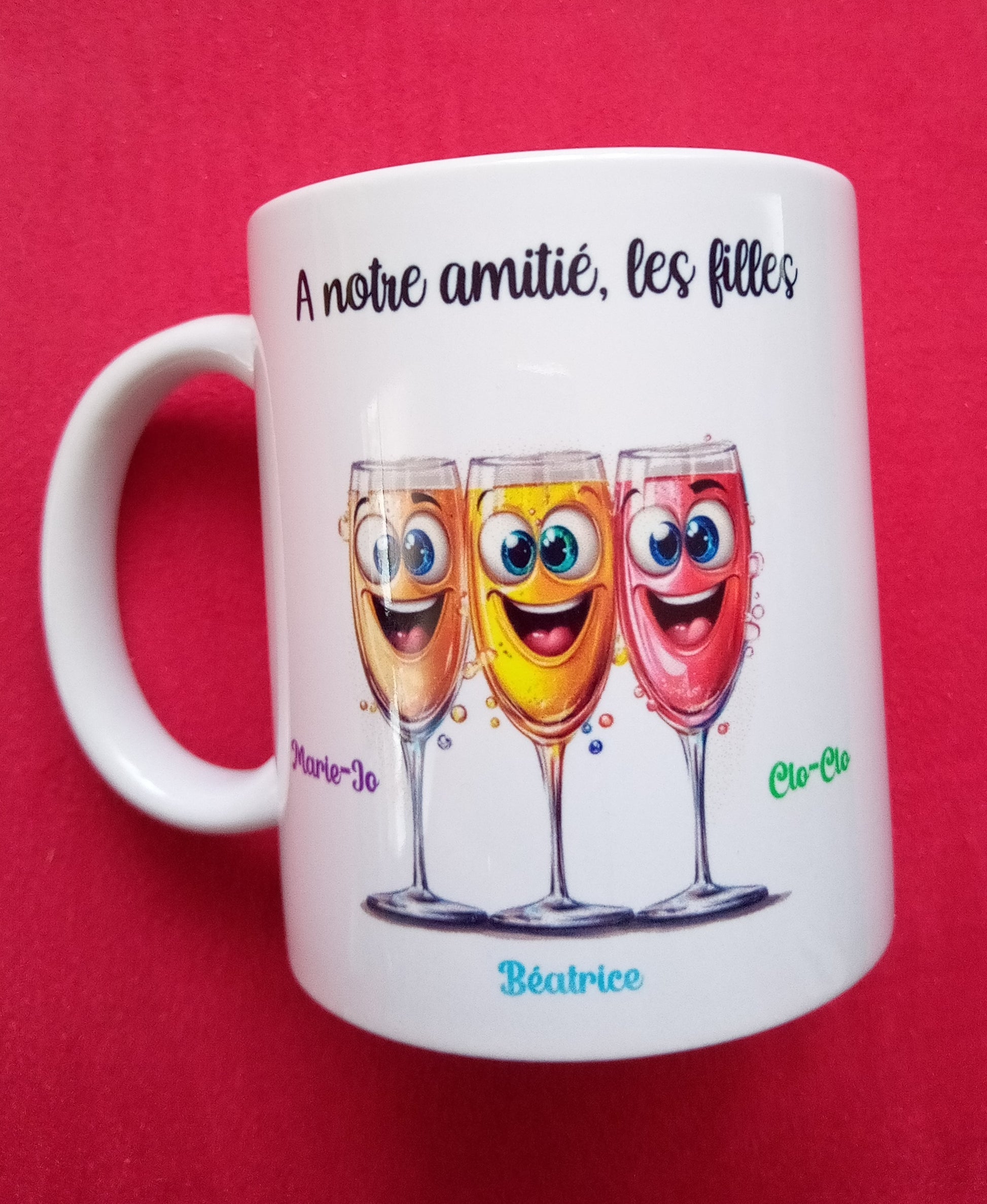 Mug 3 amies rigolo avec verres personnalisés, cadeau original
