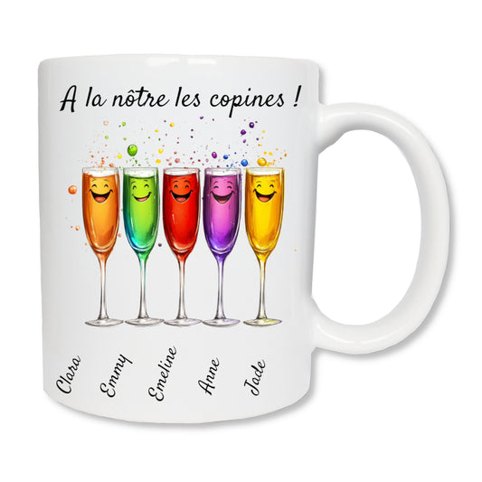 Mug personnalisé 5 amies avec prénoms - cadeau groupe amitié
