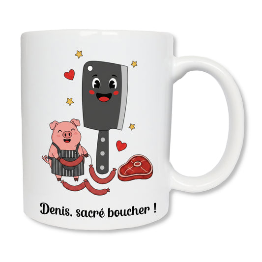 Mug personnalisé boucher avec prénom  ou texte - cadeau métier boucherie
