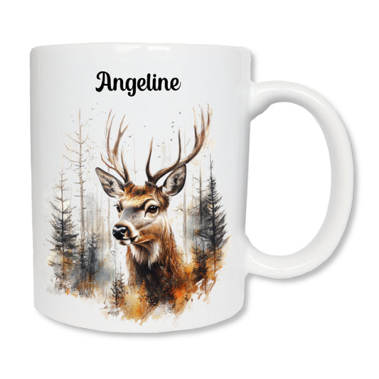 Mug personnalisé cerf avec prénom - cadeau original pour passionné de nature
