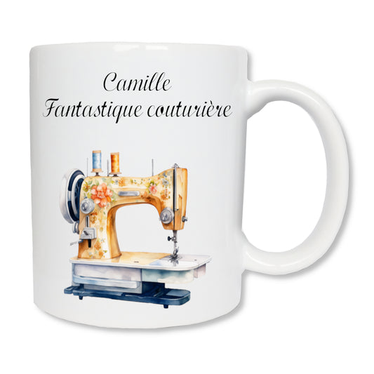 Mug personnalisé couturière avec prénom - cadeau passion couture

