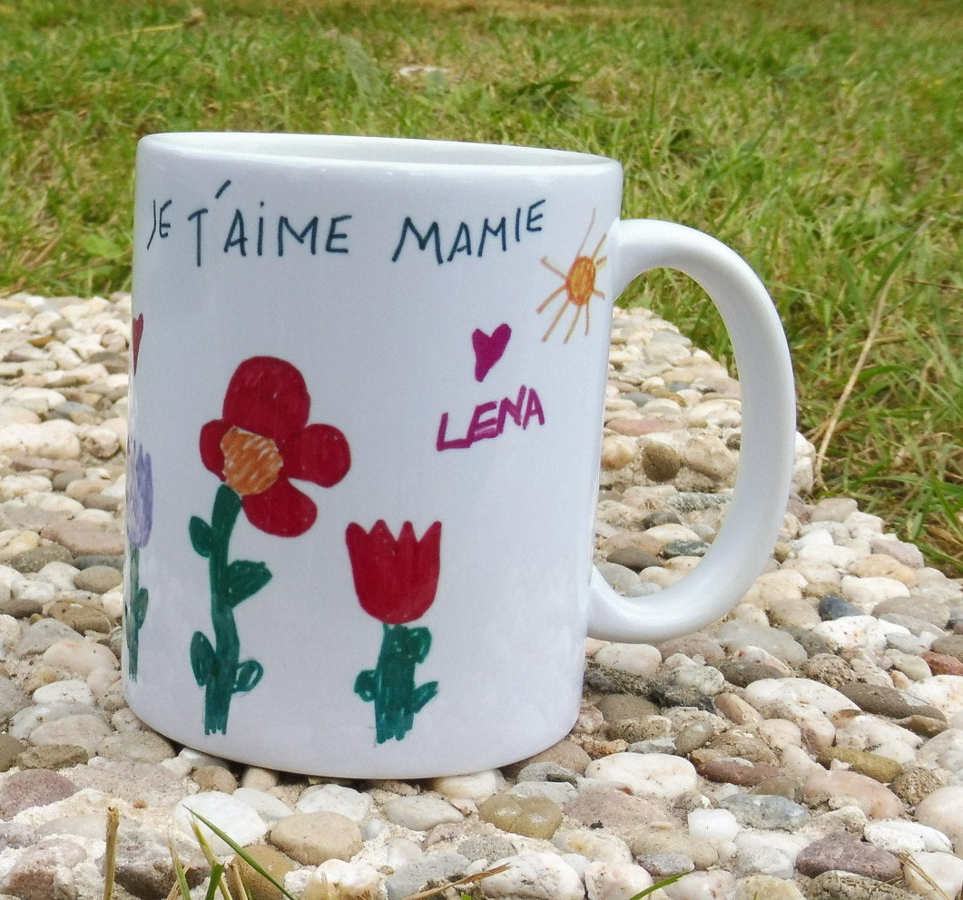 Tasse céramique 325ml avec dessin personnalisé — cadeau ATSEM ou nounou fin d'année
