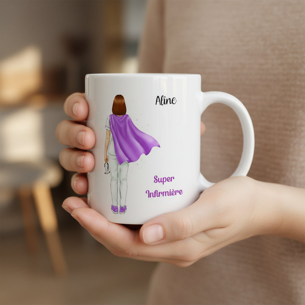 Mug personnalisé infirmière ou médecin avec prénom - cadeau professionnel santé

