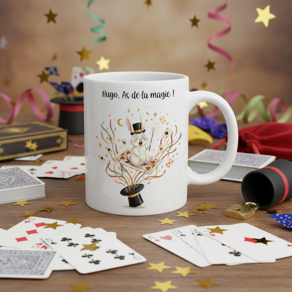 Mug personnalisé magicien avec prénom – cadeau anniversaire enfant magicien