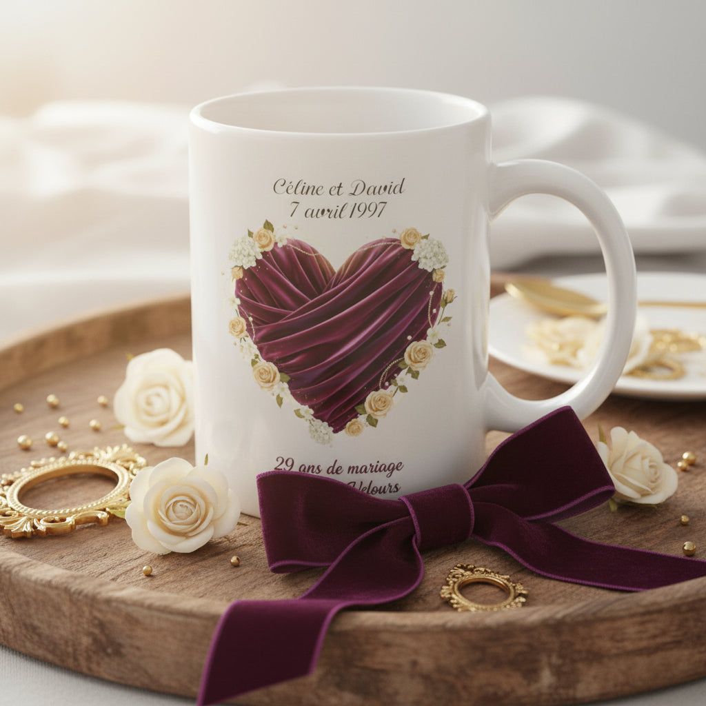 Mug personnalisé 29 ans de mariage noces de velours - Céramique 
 ml