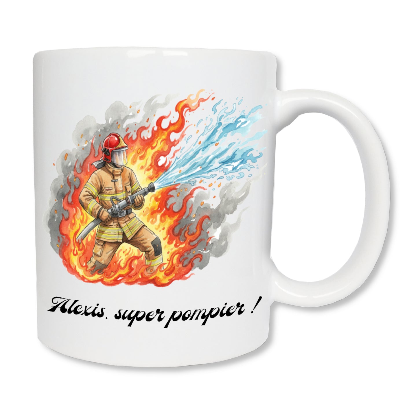 Mug personnalisé pompier pompière avec prénom – cadeau sapeur-pompier anniversaire fête des pères retraite

