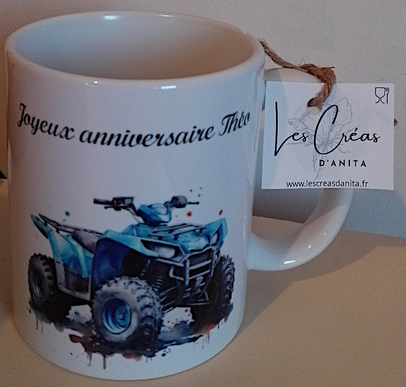 Mug personnalisé quad avec prénom - cadeau original pour passionné de quad
