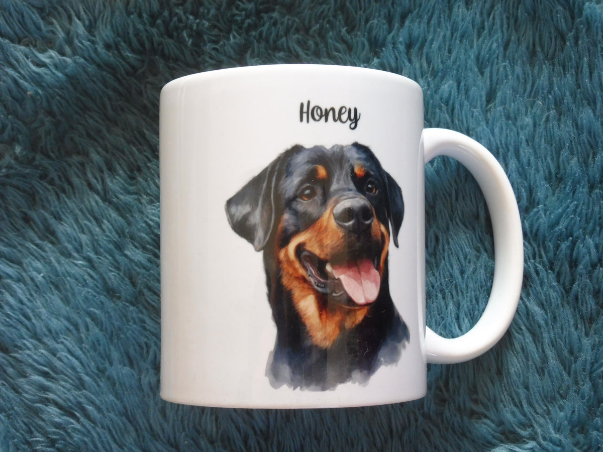 Mug personnalisé rottweiler avec prénom - cadeau original pour amoureux des chiens
