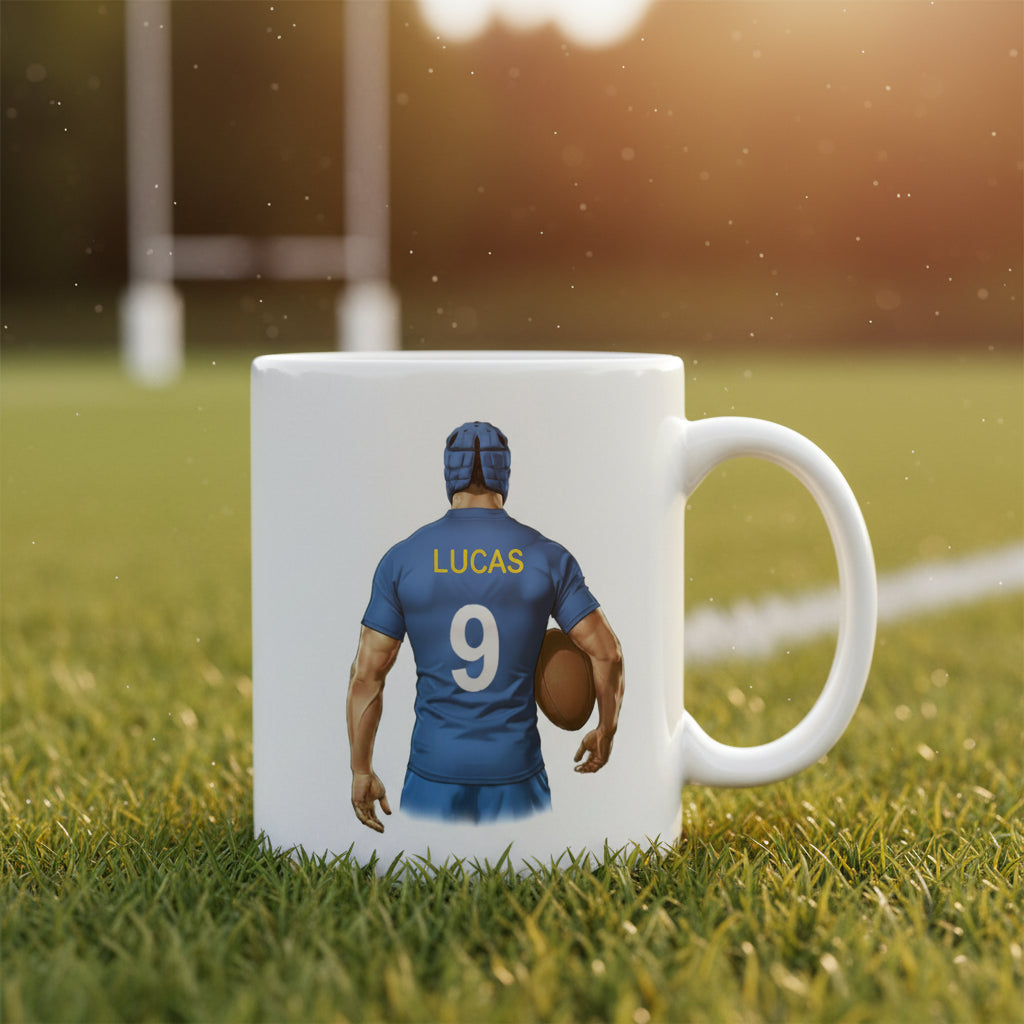 Mug rugby personnalisé mise en situation - idée cadeau passion sport
