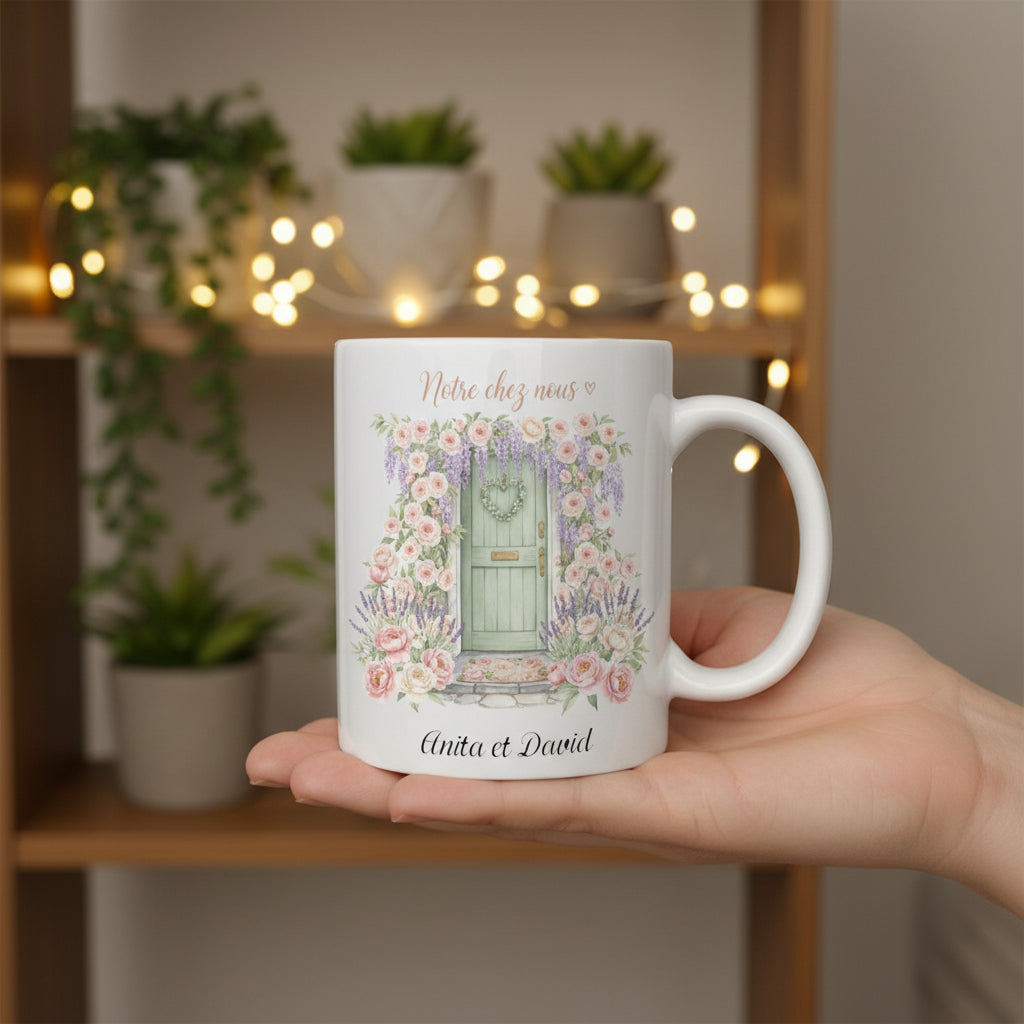 Mug couple personnalisé Notre chez nous – idée cadeau emménagement pendaison de crémaillère