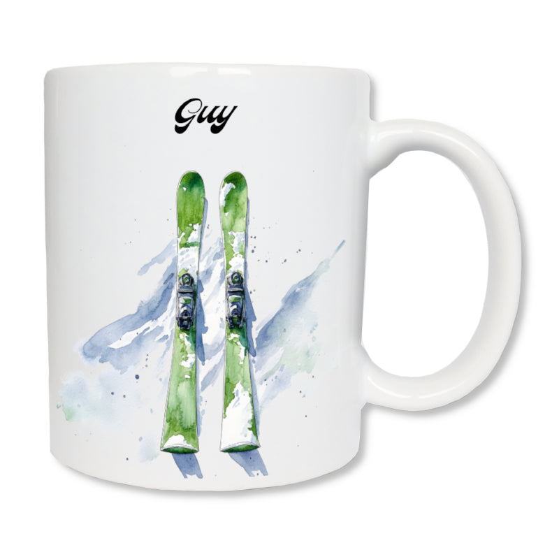 Mug céramique skieurs personnalisé - idée cadeau couple sportif

