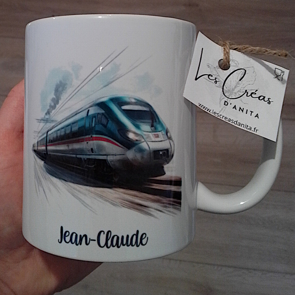 Mug personnalisé TGV avec prénom - cadeau original pour passionné de train
