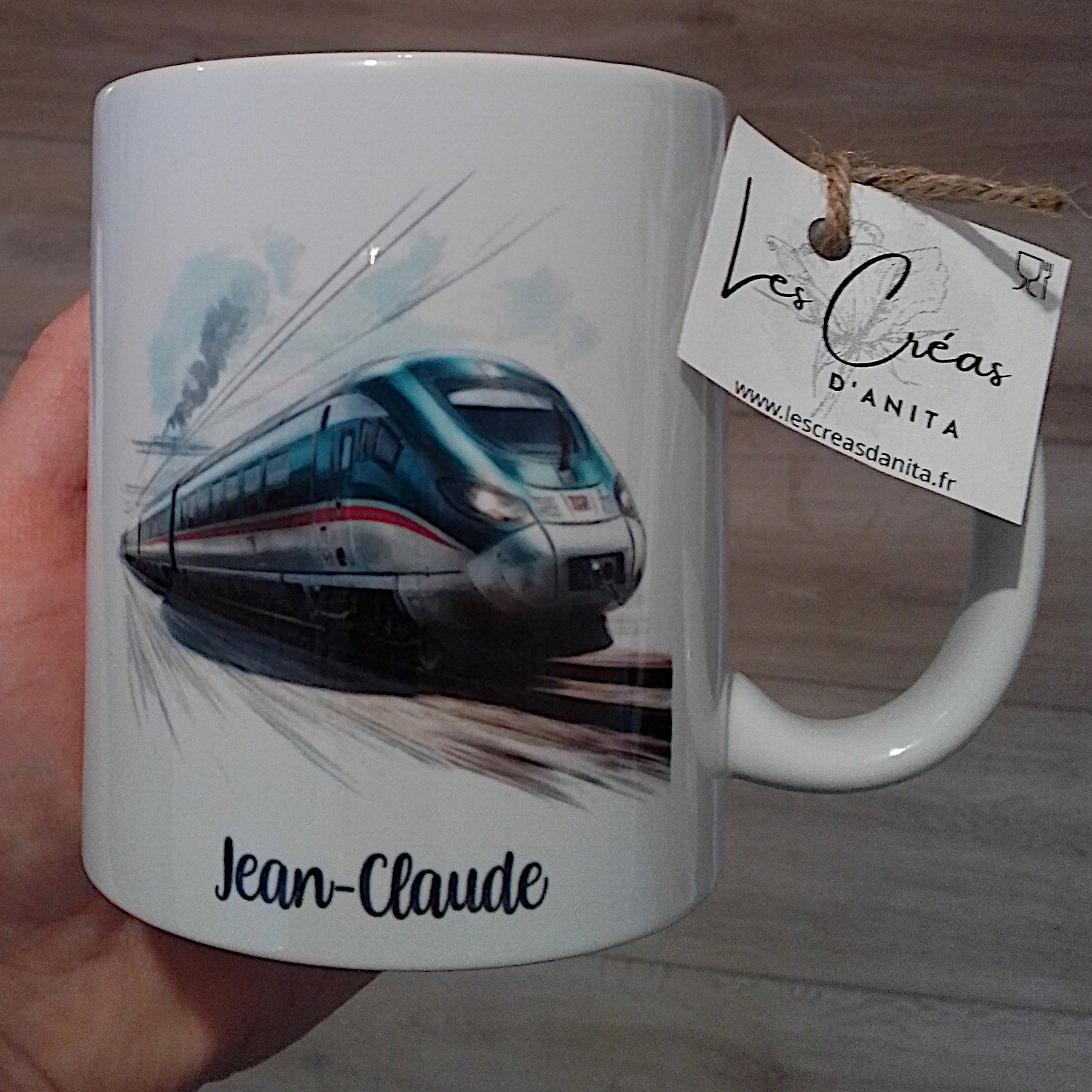 Mug personnalisé TGV avec prénom - cadeau original pour passionné de train
