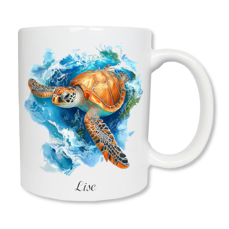 Mug personnalisé tortue avec prénom - cadeau original pour amoureux des tortues
