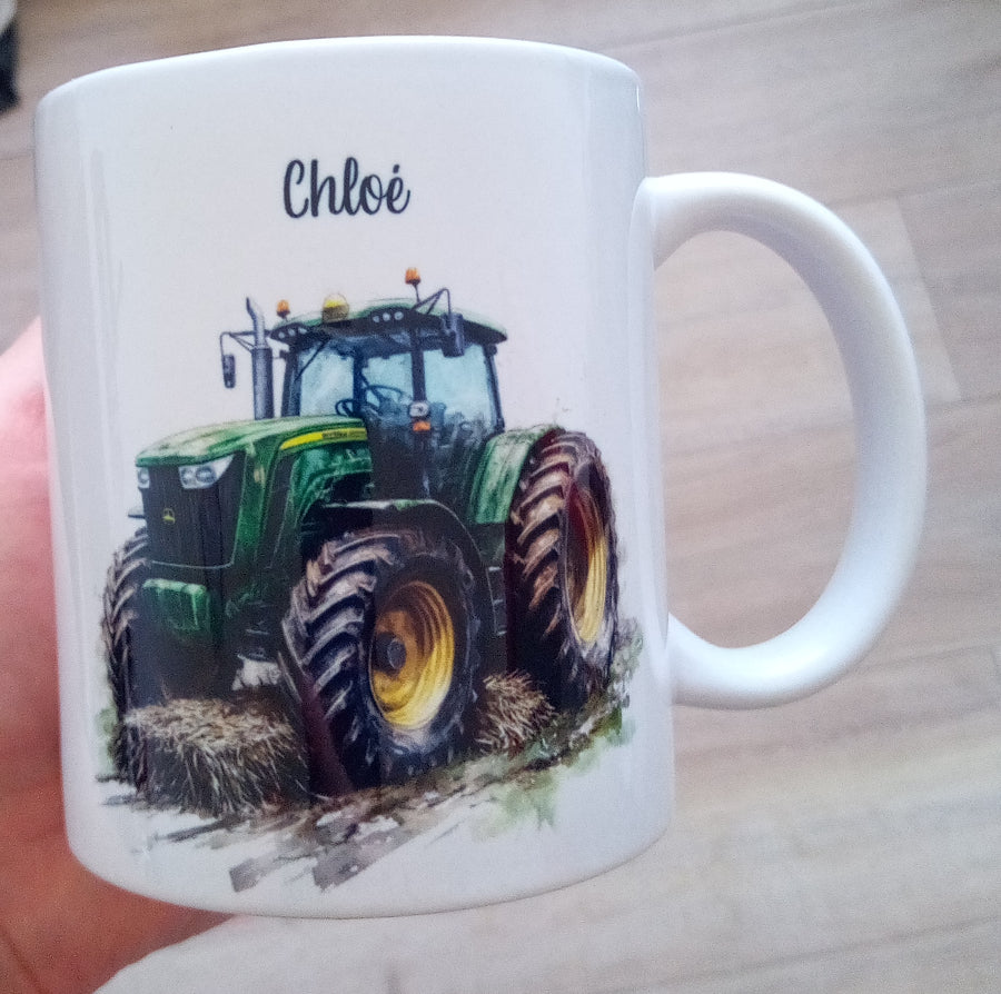 Mug personnalisé tracteur vert, cadeau original pour agriculteur
