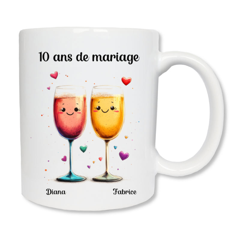 Mug personnalisé couple amoureux avec prénoms - idée cadeau Saint-Valentin
