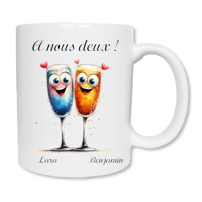 Mug céramique 325ml amoureux personnalisé avec prénoms - cadeau original pour couple
