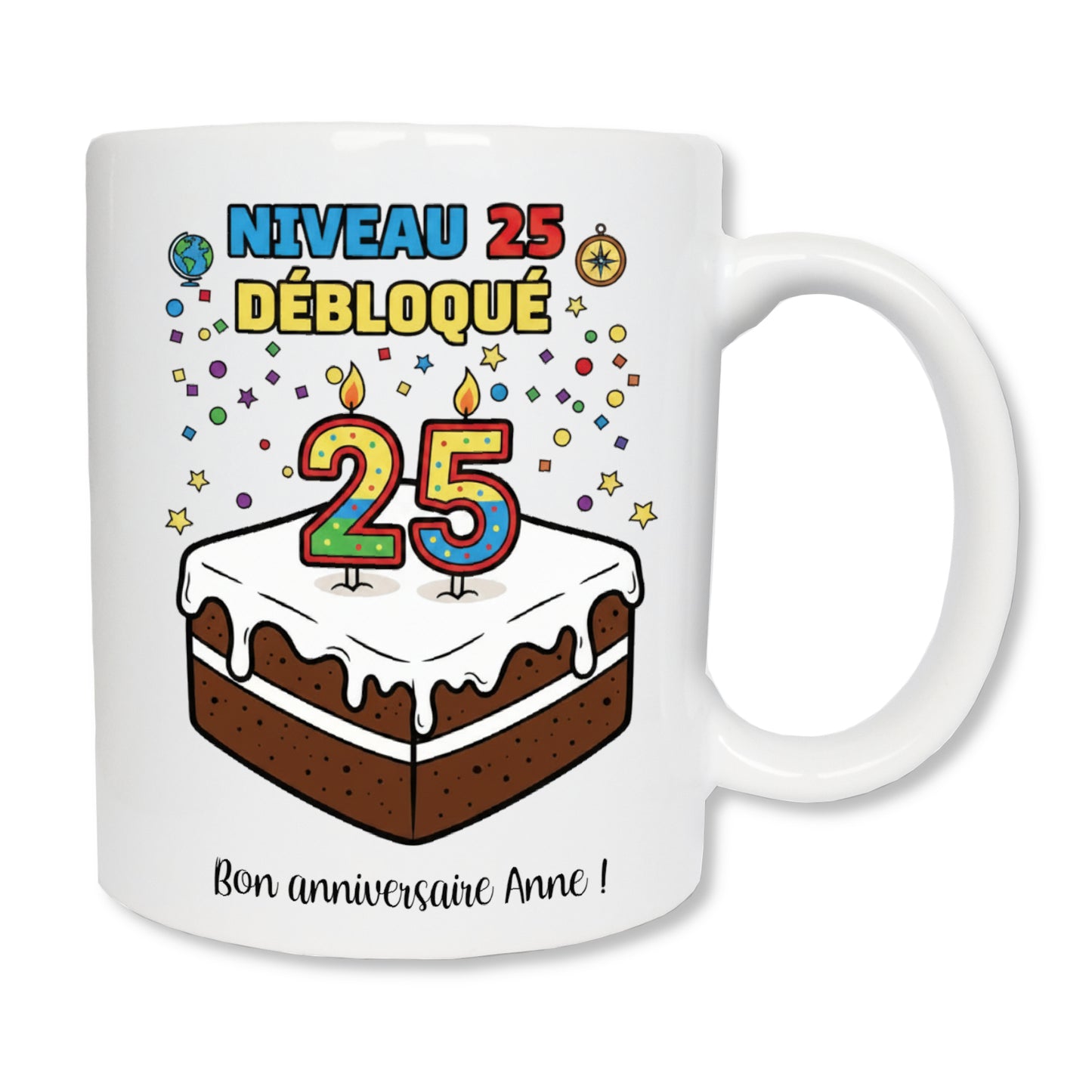 Mug gâteau joyeux anniversaire 25 ans