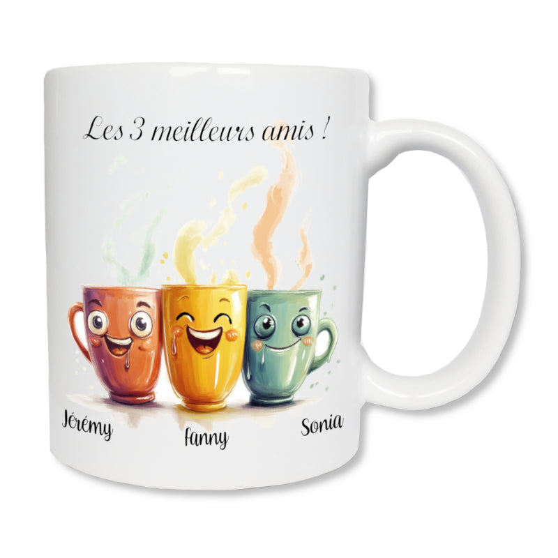 Personalisierte Tasse 3 Freunde