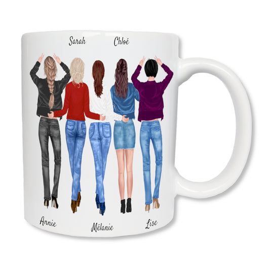 Taza personalizada 4 amigas/hermanas/primas