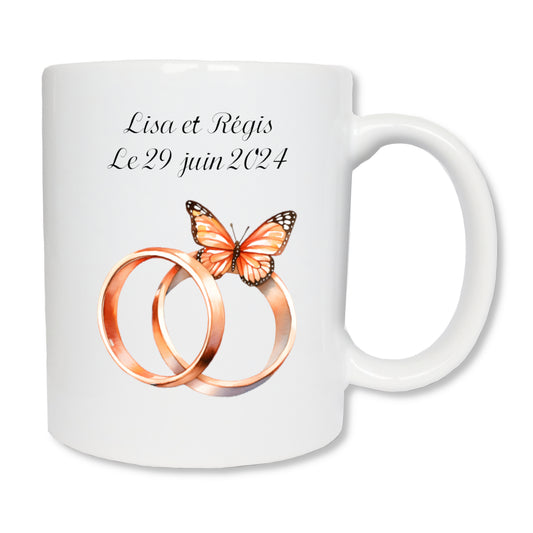 Personalisierte Tasse mit Eheringen