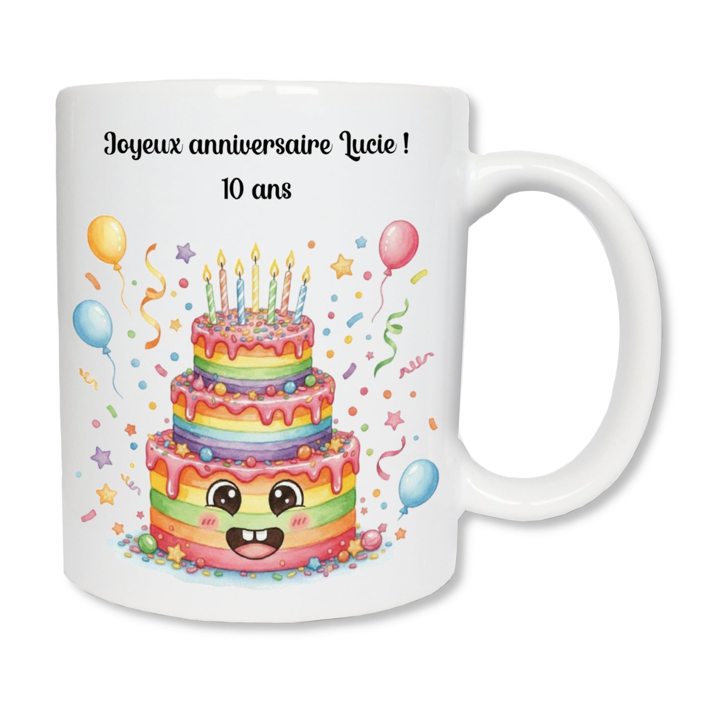 Mug gâteau joyeux anniversaire 10 ans