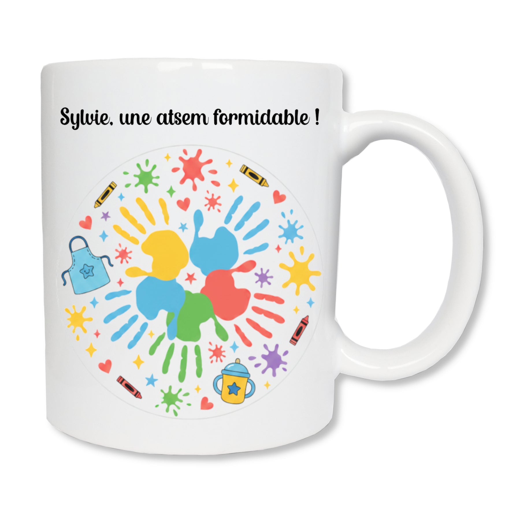 Mug personnalisé ATSEM avec prénom – cadeau fin d'année maternelle Noël

