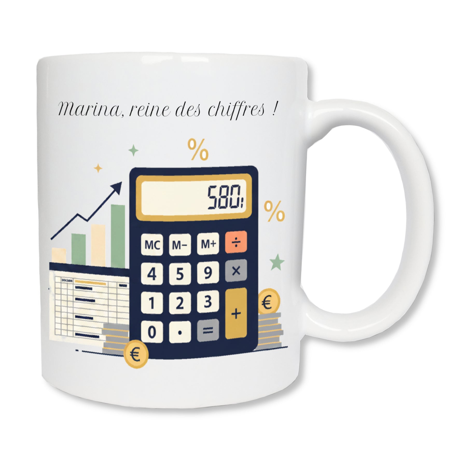 Mug personnalisé comptable avec prénom – cadeau expert-comptable anniversaire diplôme Noël