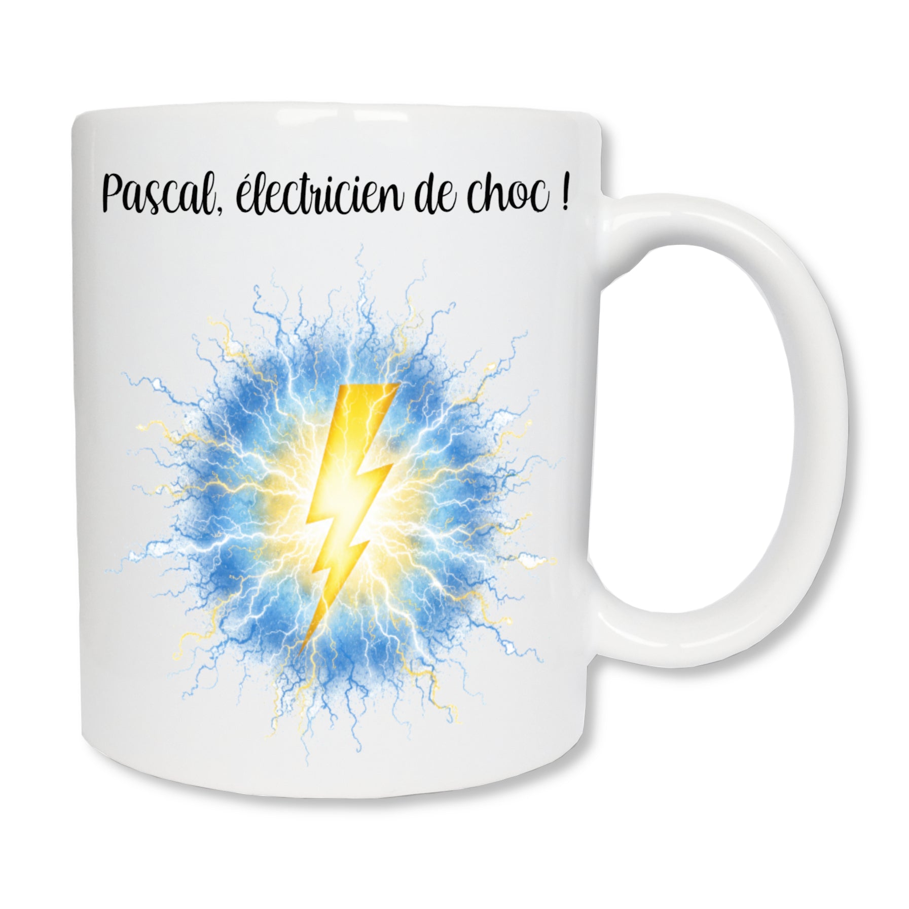 Mug personnalisé électricien éclair avec prénom – cadeau CAP anniversaire fête des pères Noël

