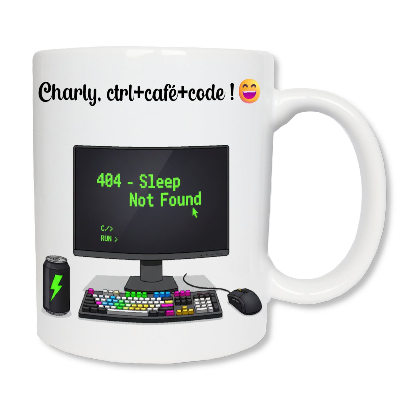 Mug personnalisé geek 404 Sleep not found avec prénom – cadeau ado gamer développeur anniversaire

