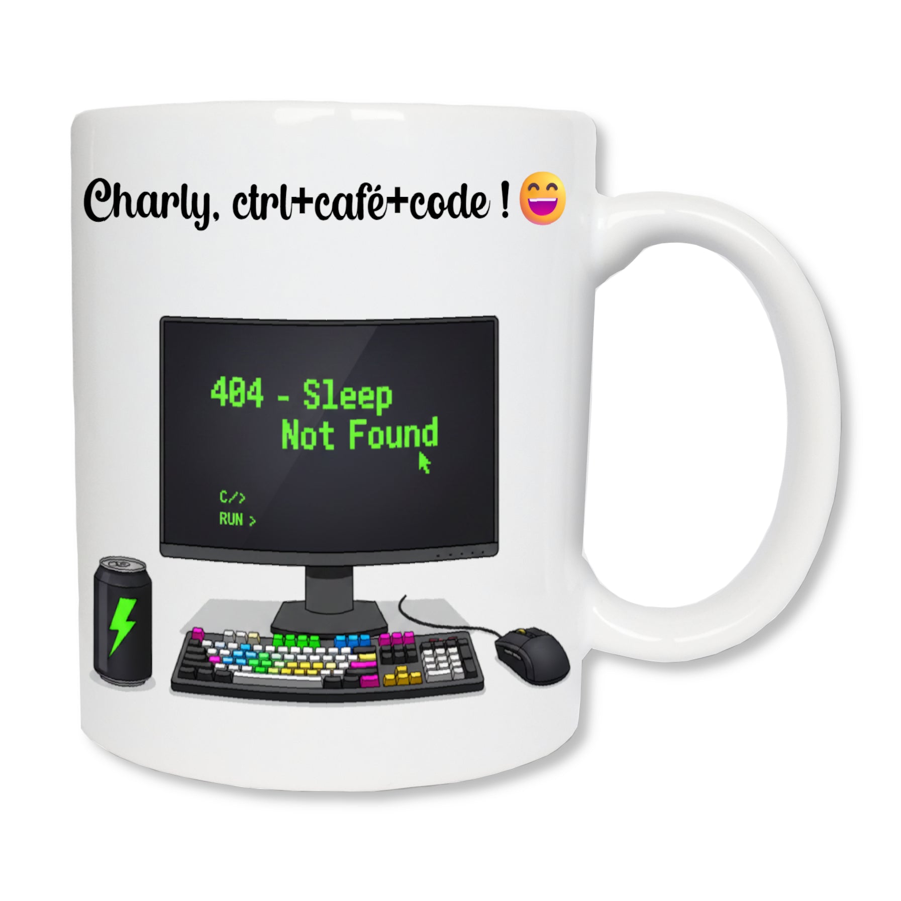 Mug personnalisé geek 404 Sleep not found avec prénom – cadeau ado gamer développeur anniversaire

