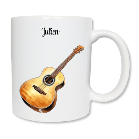 Personalized acoustic guitar mug